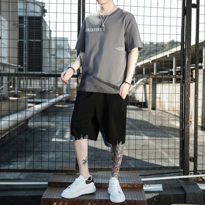 Men's Loose Ice Silk Half Sleeve T-shirt