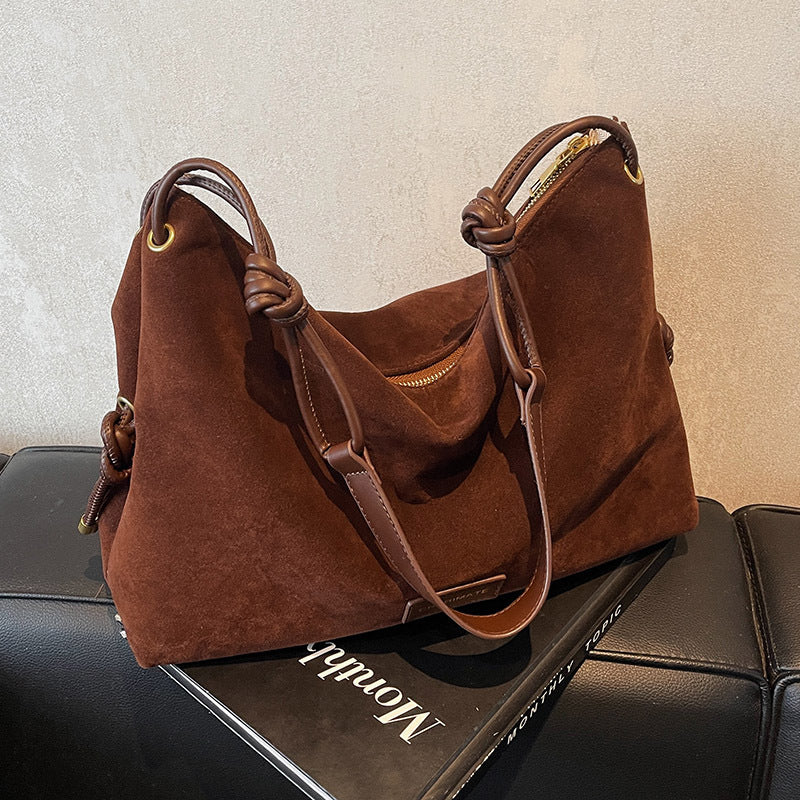 Women's Retro Frosted Leather Maillard Color Crossbody Bag