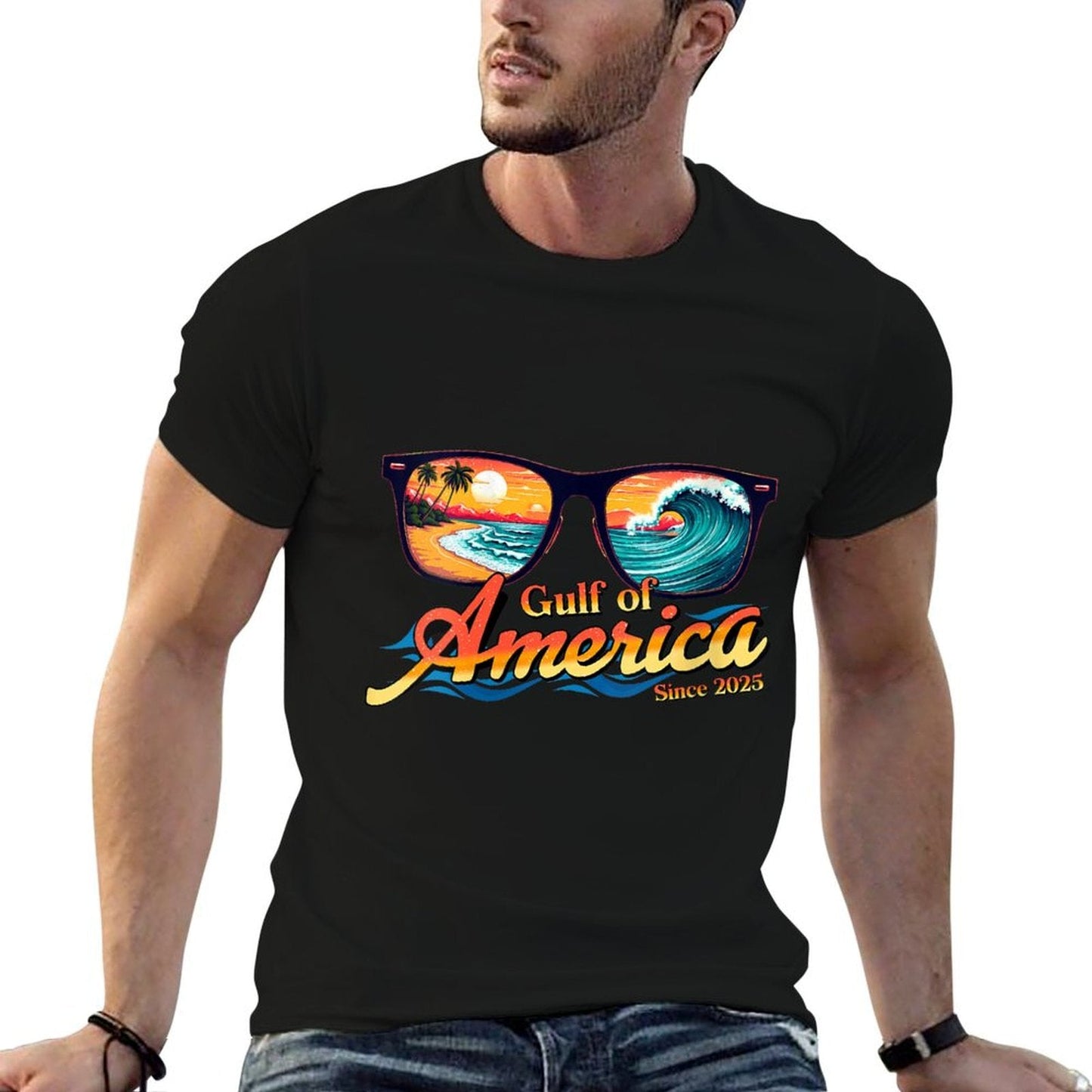 Womens Gulf Of USA America Sunglasses Welcome To America's Gulf V-Neck Odor-resistant T-Shirt