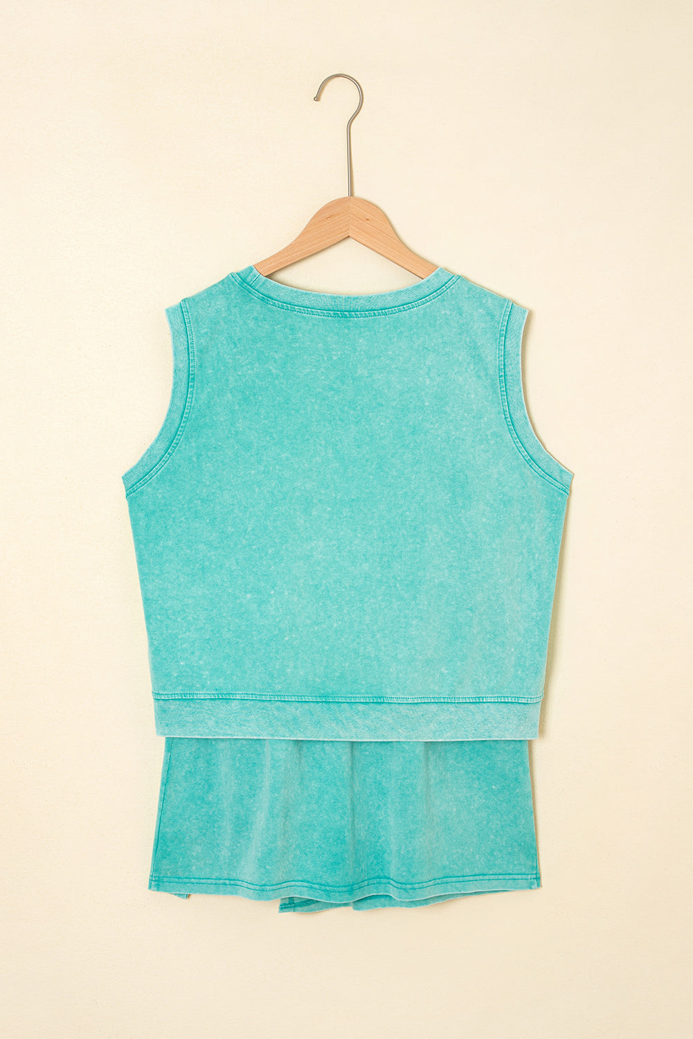 Conjunto de 2 piezas de top de tirantes y falda con abertura de algodón con lavado mineral en verde menta