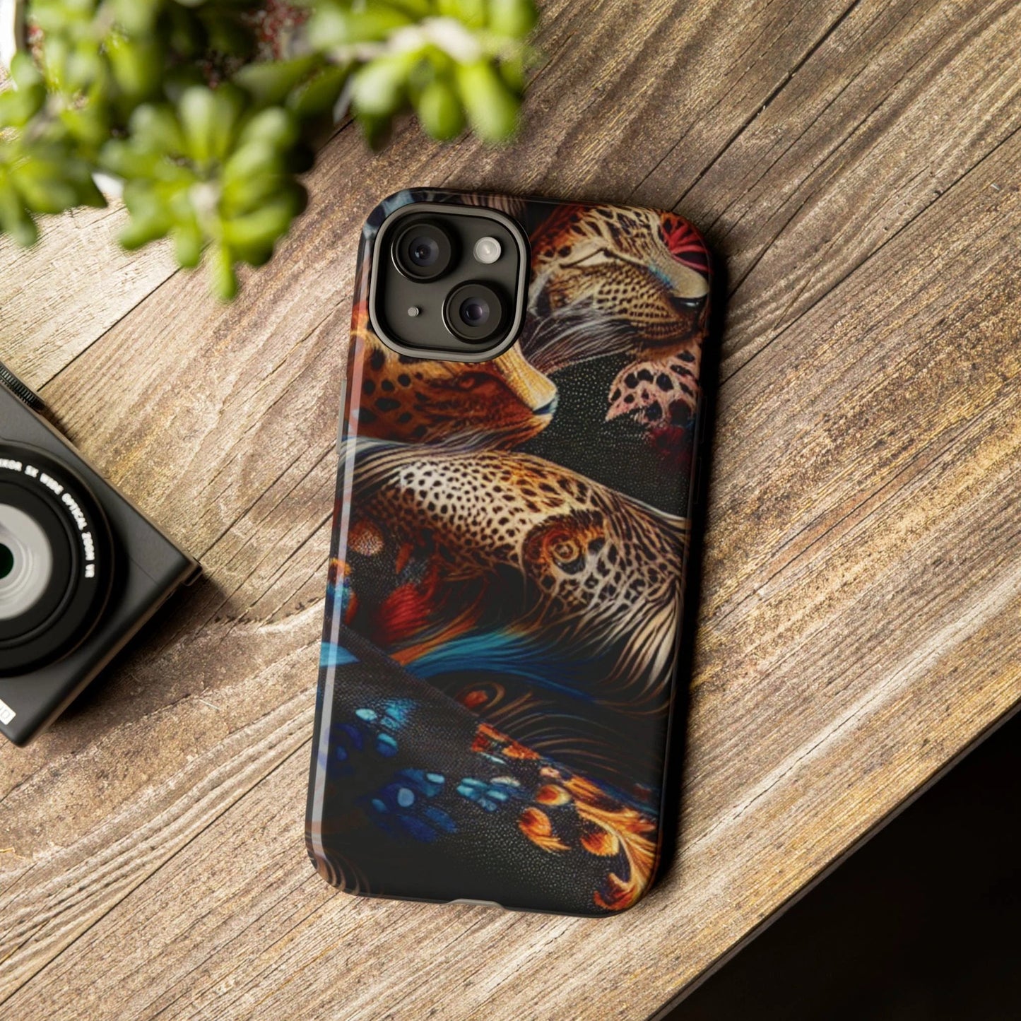 Stylish Tough Phone Case with Elegant Black and Gold Design