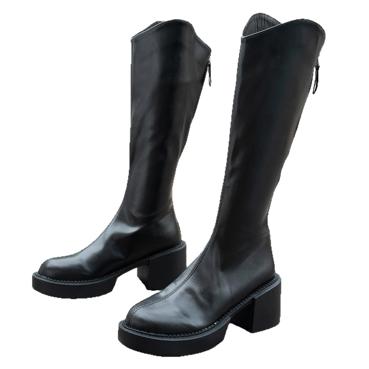Women's Chunky Heeled Knee-High Boots