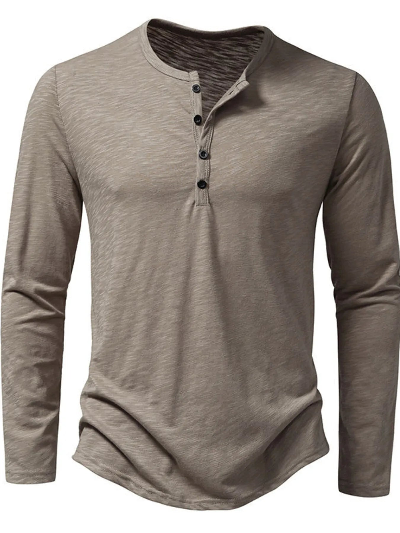 Camiseta de manga larga con botones para hombre
