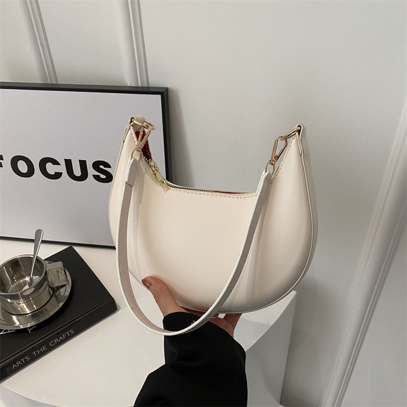 Niche Crescent New Simple All-Match Textured Shoulder Bag For Women