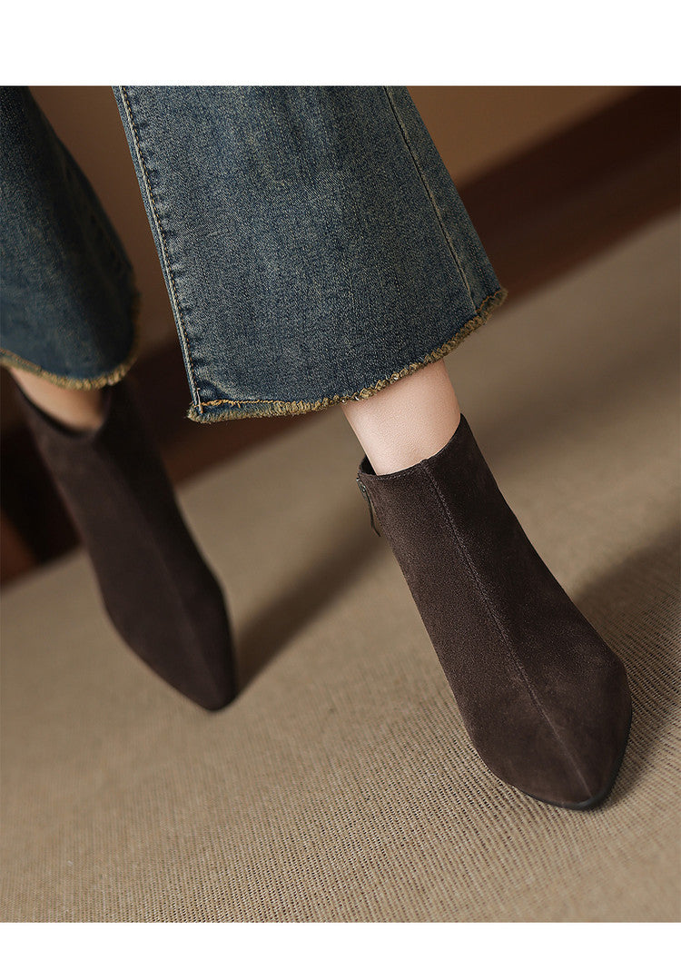 Women's Low-Heeled Suede Ankle Boots