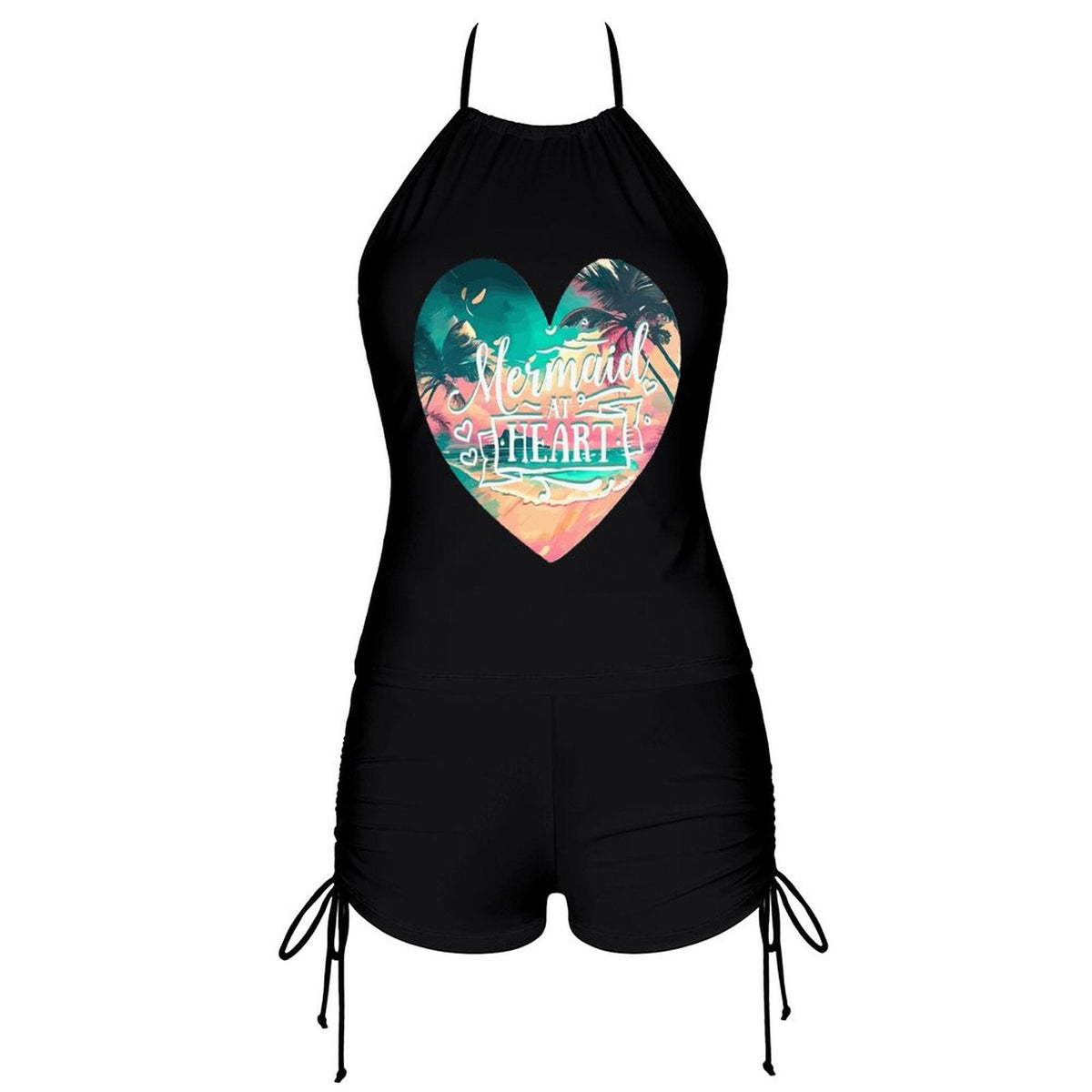 Mermaid at Heart Tankini Swimsuit with Shorts for Women (Front Printing)