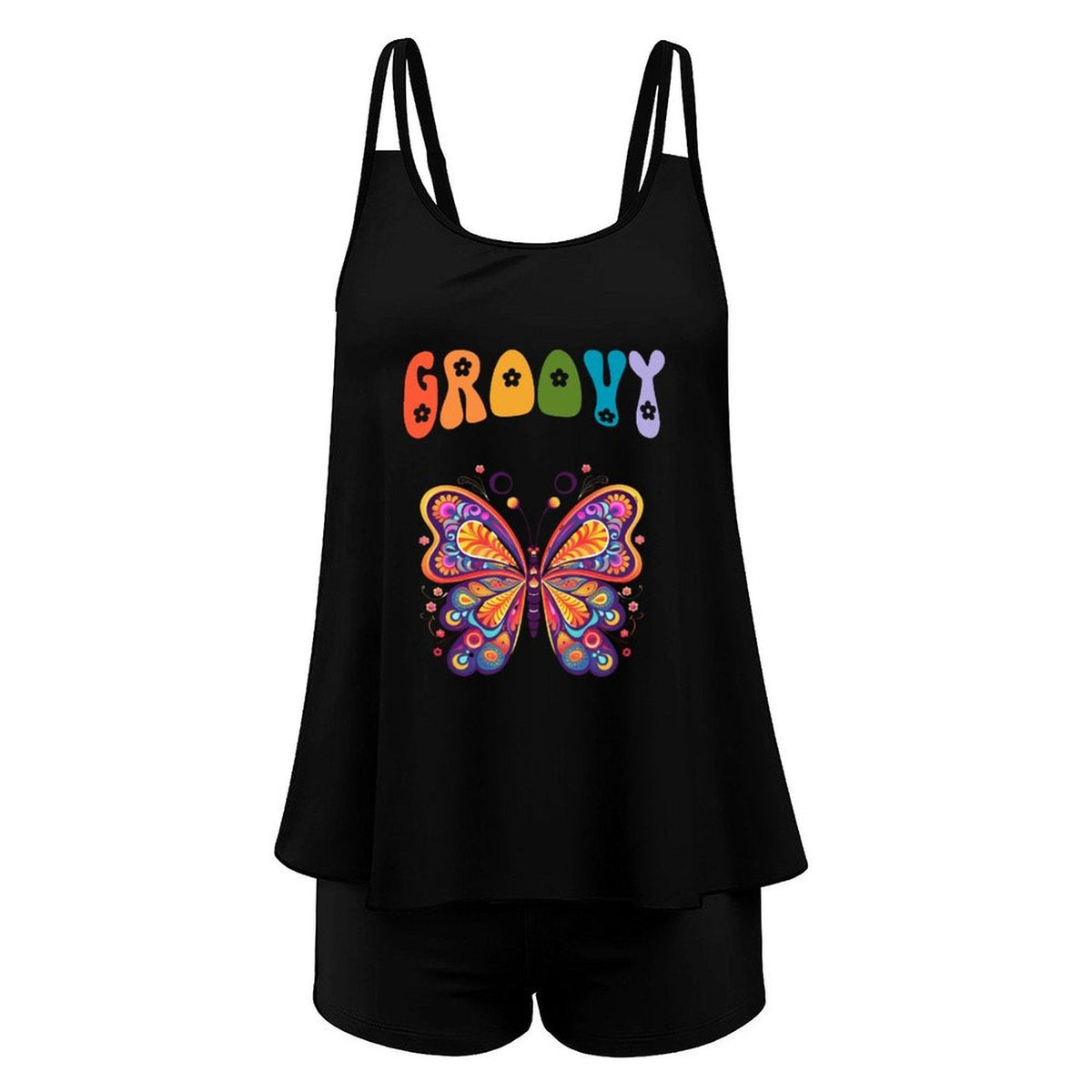 Groovy Butterfly Tankini Two-Piece Swimsuit for Women (Made in USA)