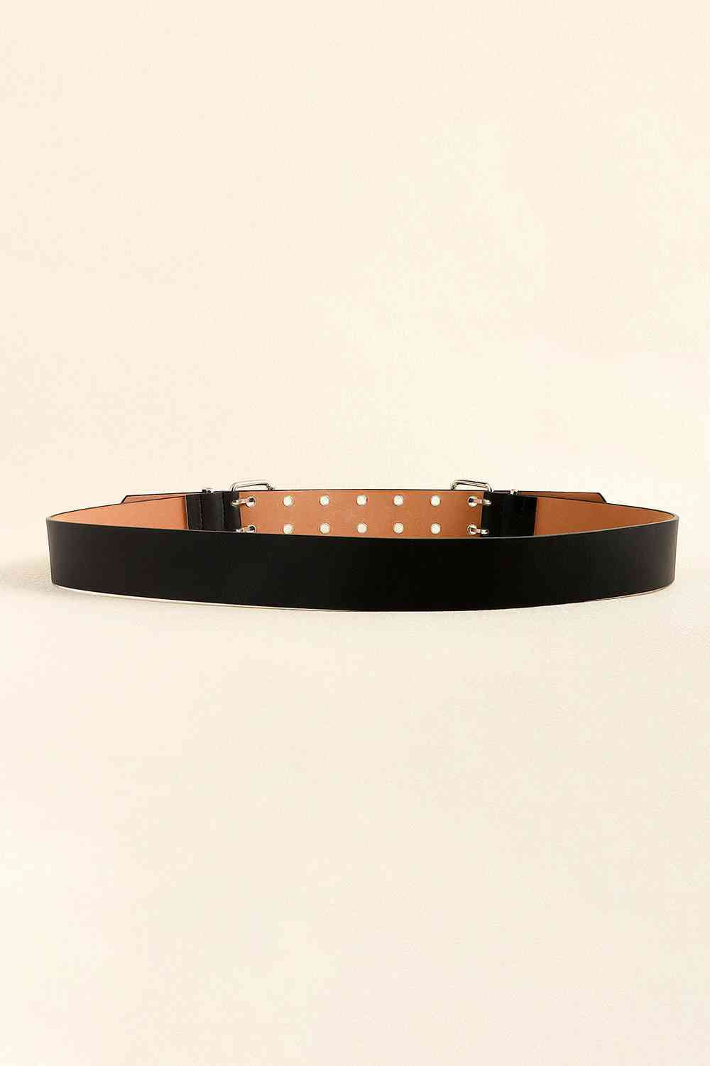 Stylish Chic PU Leather Two Row Eyelet Belt – Durable and Fashion-Forward Design See size chart under “more details”