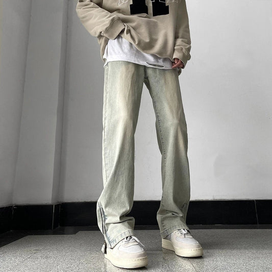 Pantalones vaqueros ajustados de hombre con cremallera lateral