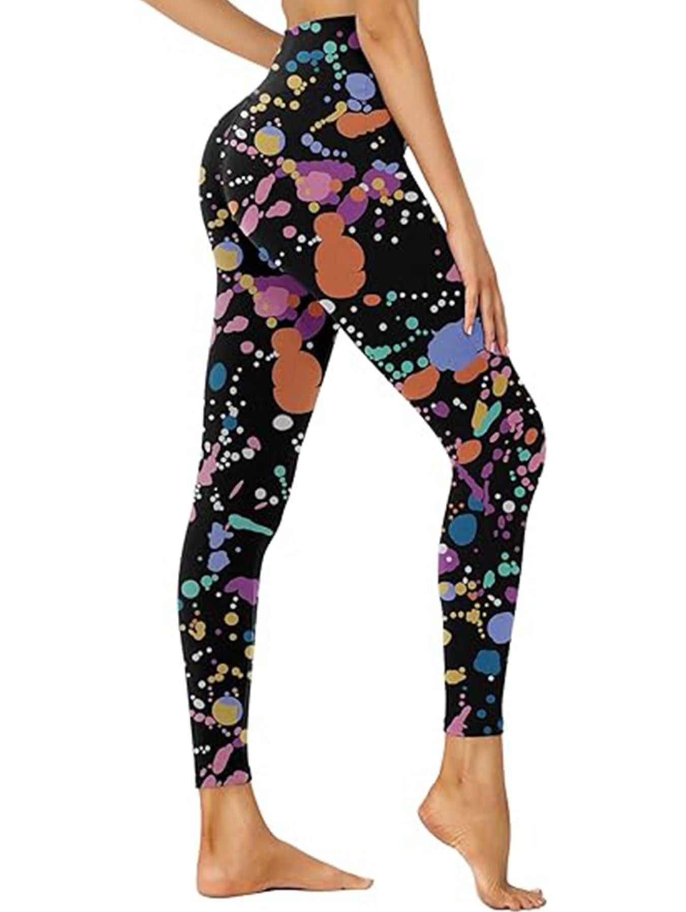 Mallas capri de talle alto - Pantalones de entrenamiento estampados a inyección de tinta