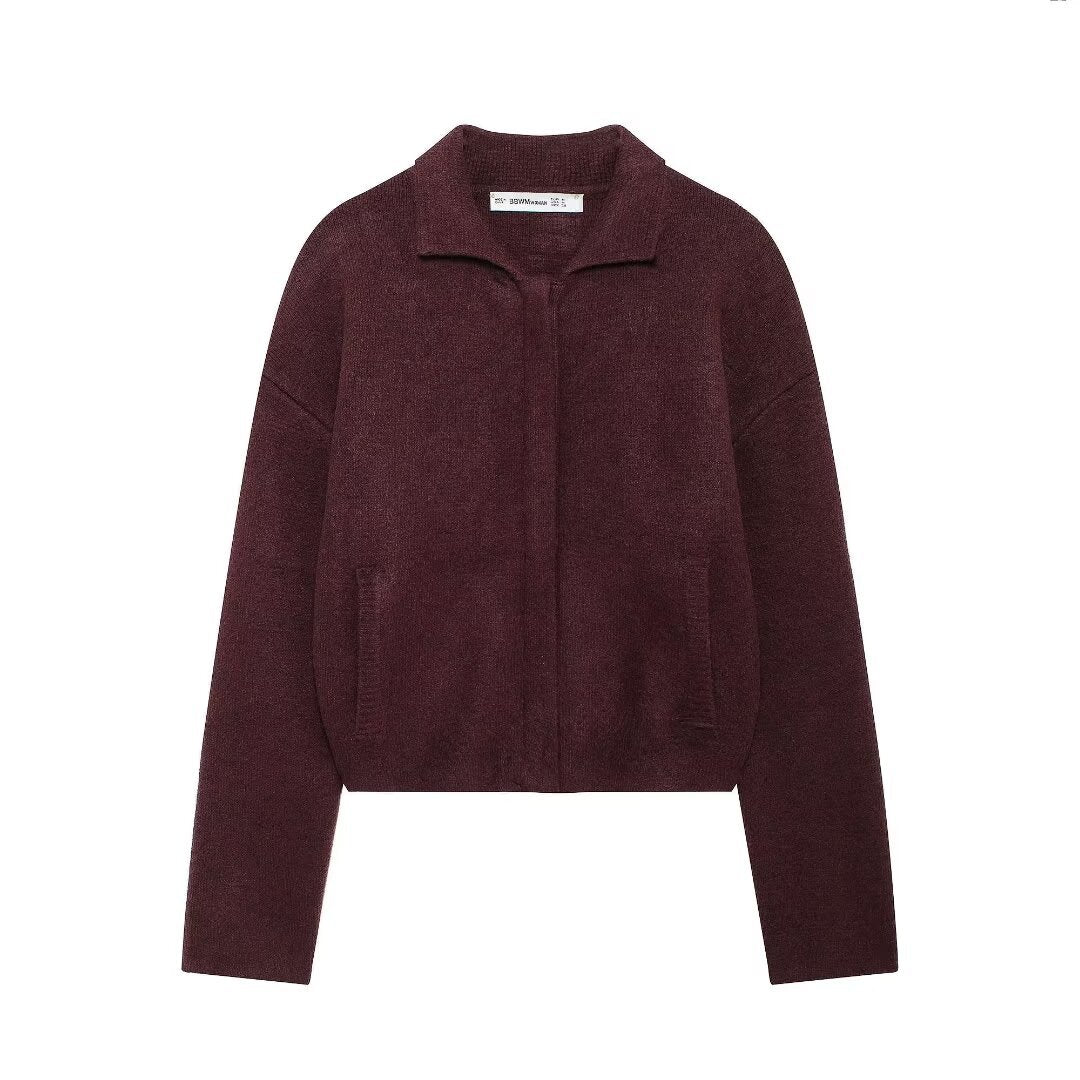 Plain Stitch Bomber Jacket Outer Women's Clothing