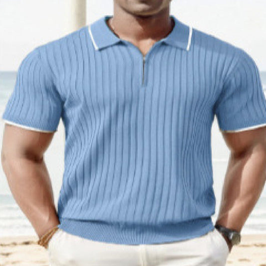 Camisa Polo de Moda para Hombre, Cuello V, Camiseta de Negocios