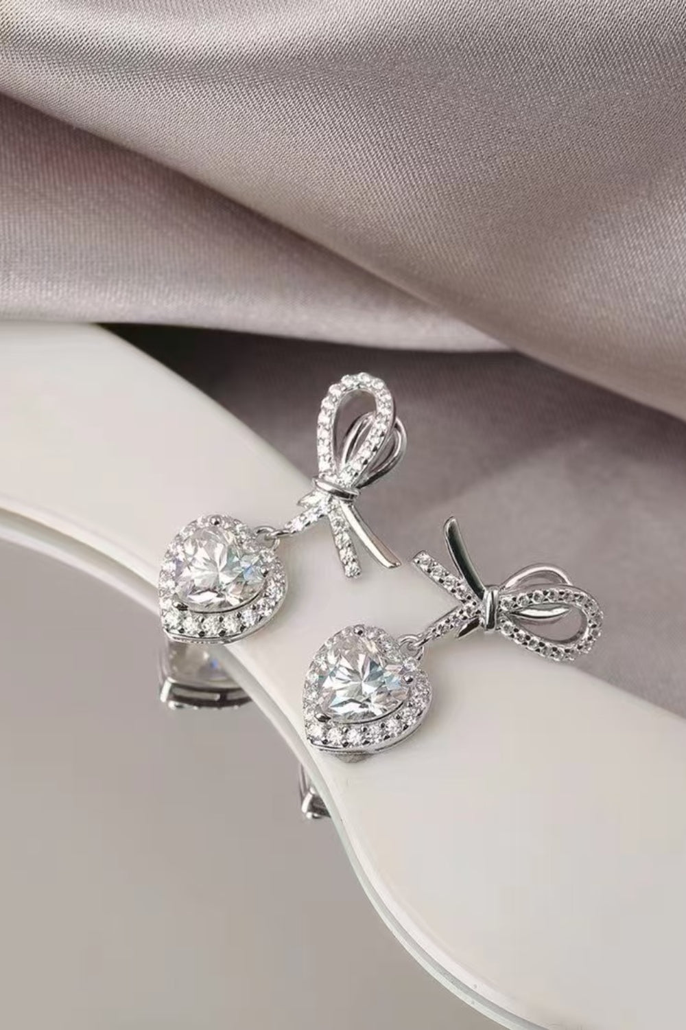 Pendientes de Corazón de Moissanita de 2 Quilates de Plata de Ley 925