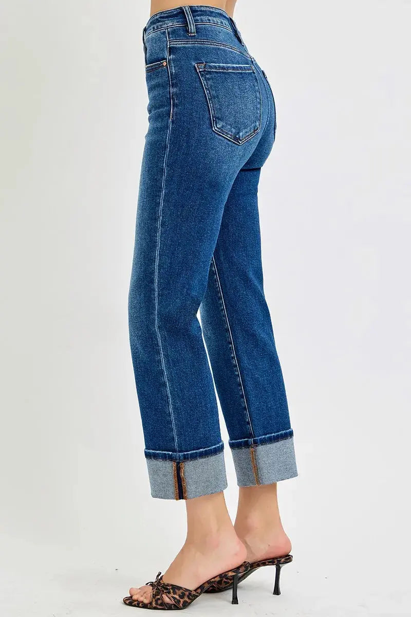 Jeans - High Rise Plus Size - Ankle Straight Cuffed