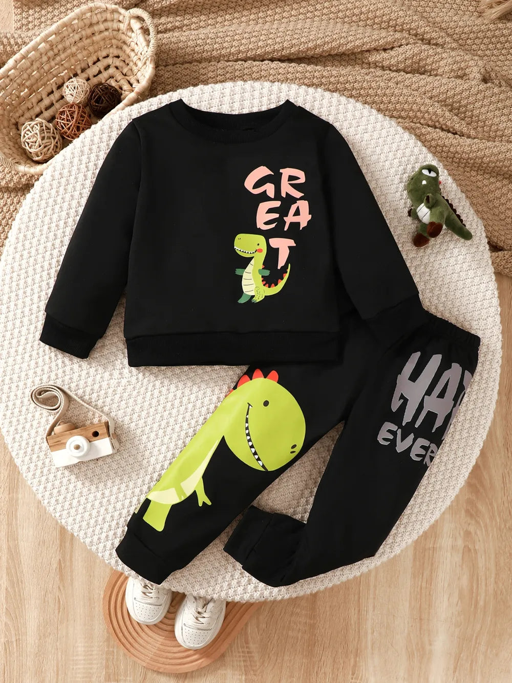Children's Dinosaur Graphic Sweatshirt and Pants Set