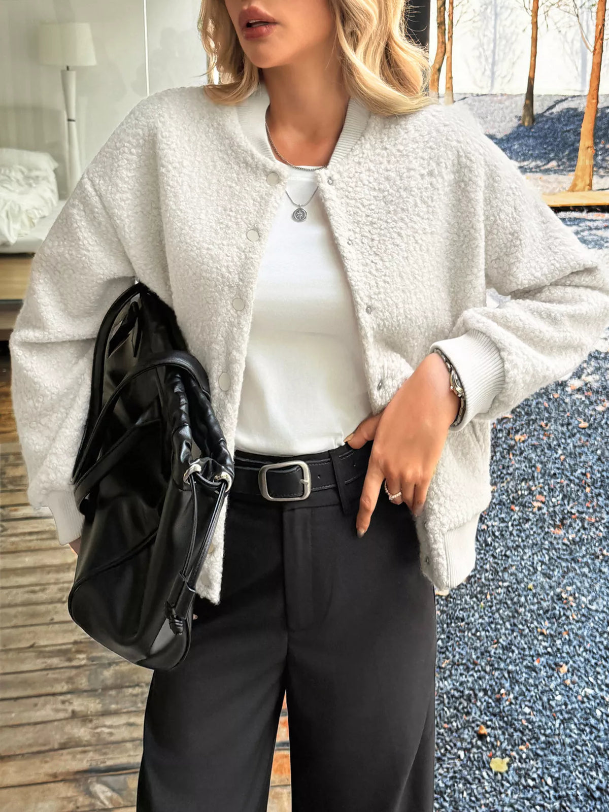 Snap Down Dropped Shoulder Jacket