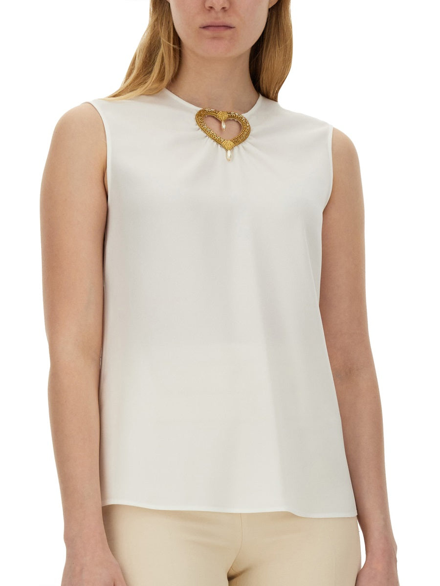 Moschino Women Blouse With Heart Applique
