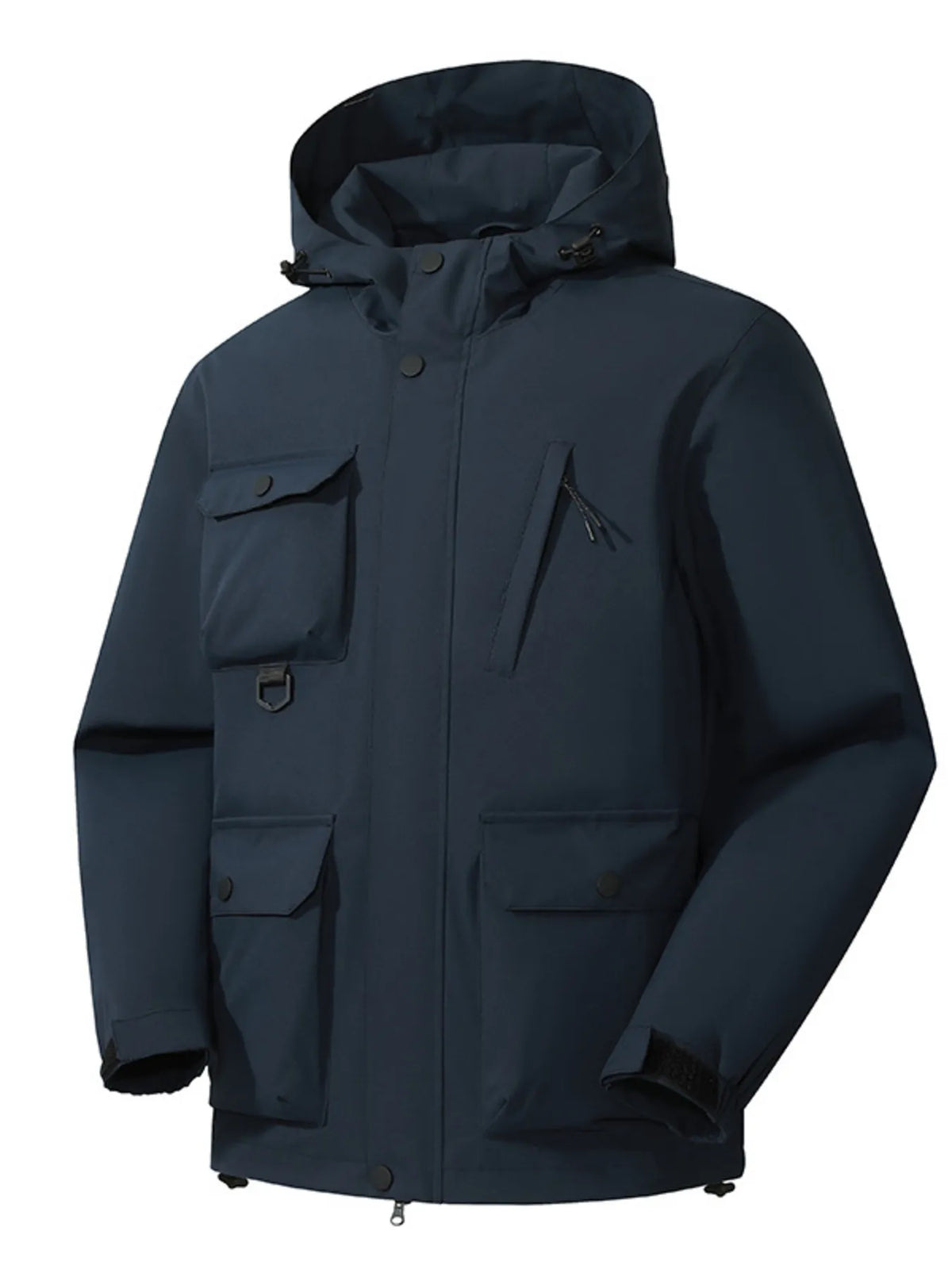 Men's Full Size Multi-Pocket Long Sleeve Hooded Jacket Plus Size