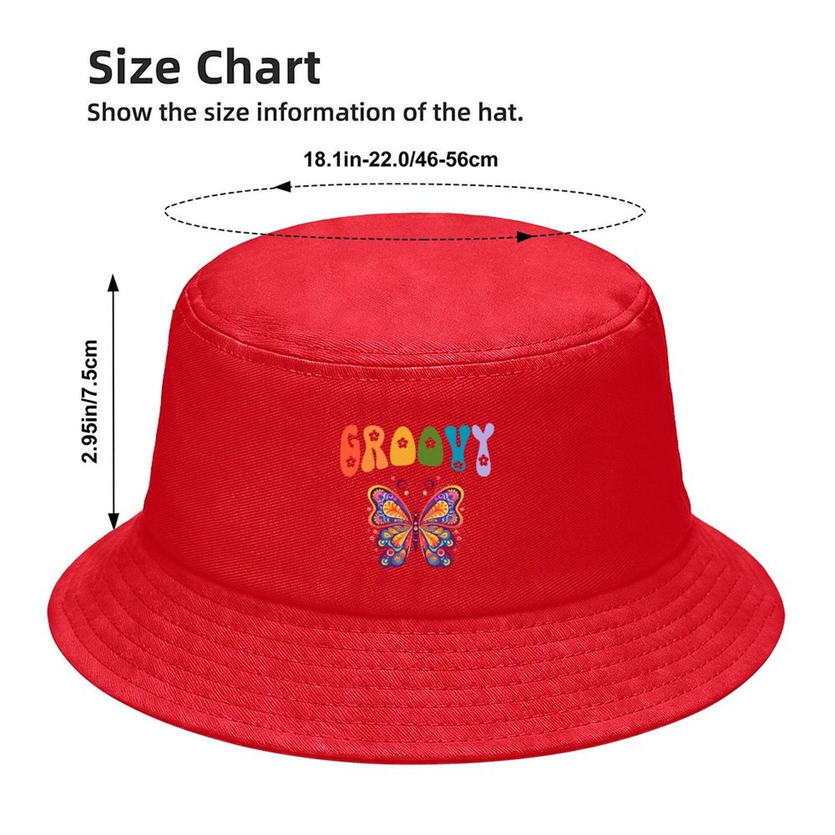 Groovy Butterfly Children’s Bucket Hat (Front Printing)