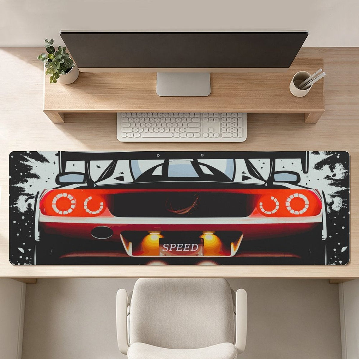 Speed Sports Car Gaming Mousepad with Rounded Corners - 17.72" x 47.24"