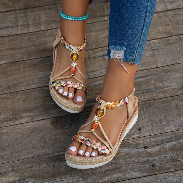 Women's Hemp Rope Woven Platform Sandals
