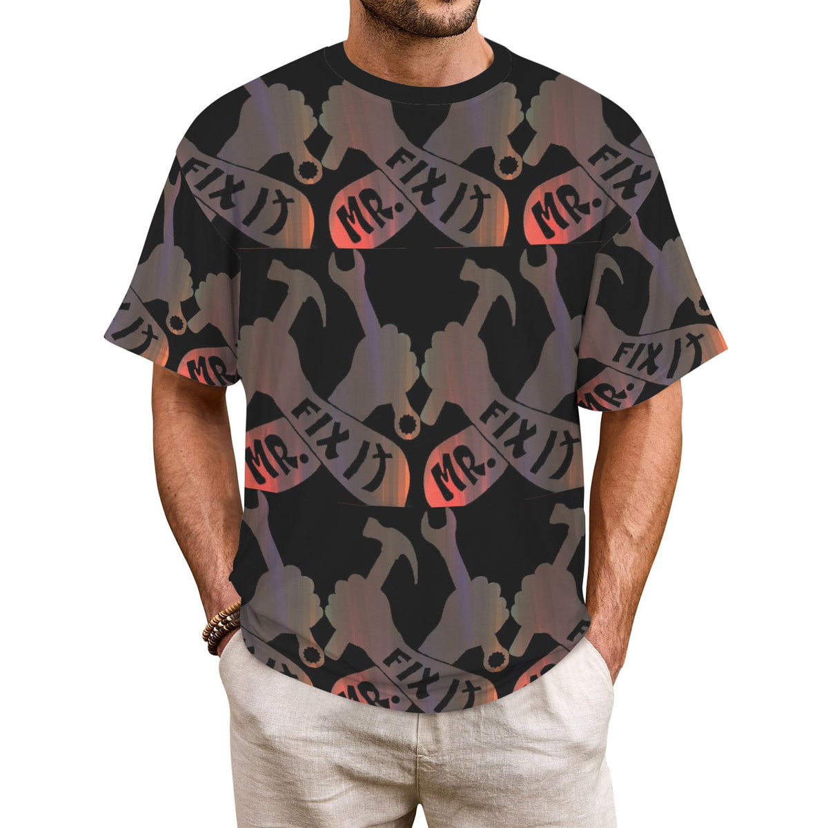 Men's Mr. Fix It Design All Over Print Graphic T-Shirt