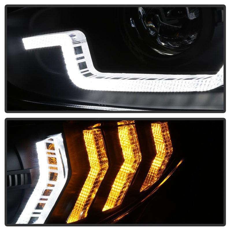 Spyder 16-18 Honda Civic 4 puertas con luces de giro secuenciales LED Proyector de faros - Negro - PRO-YD-HC16-SEQ-BK