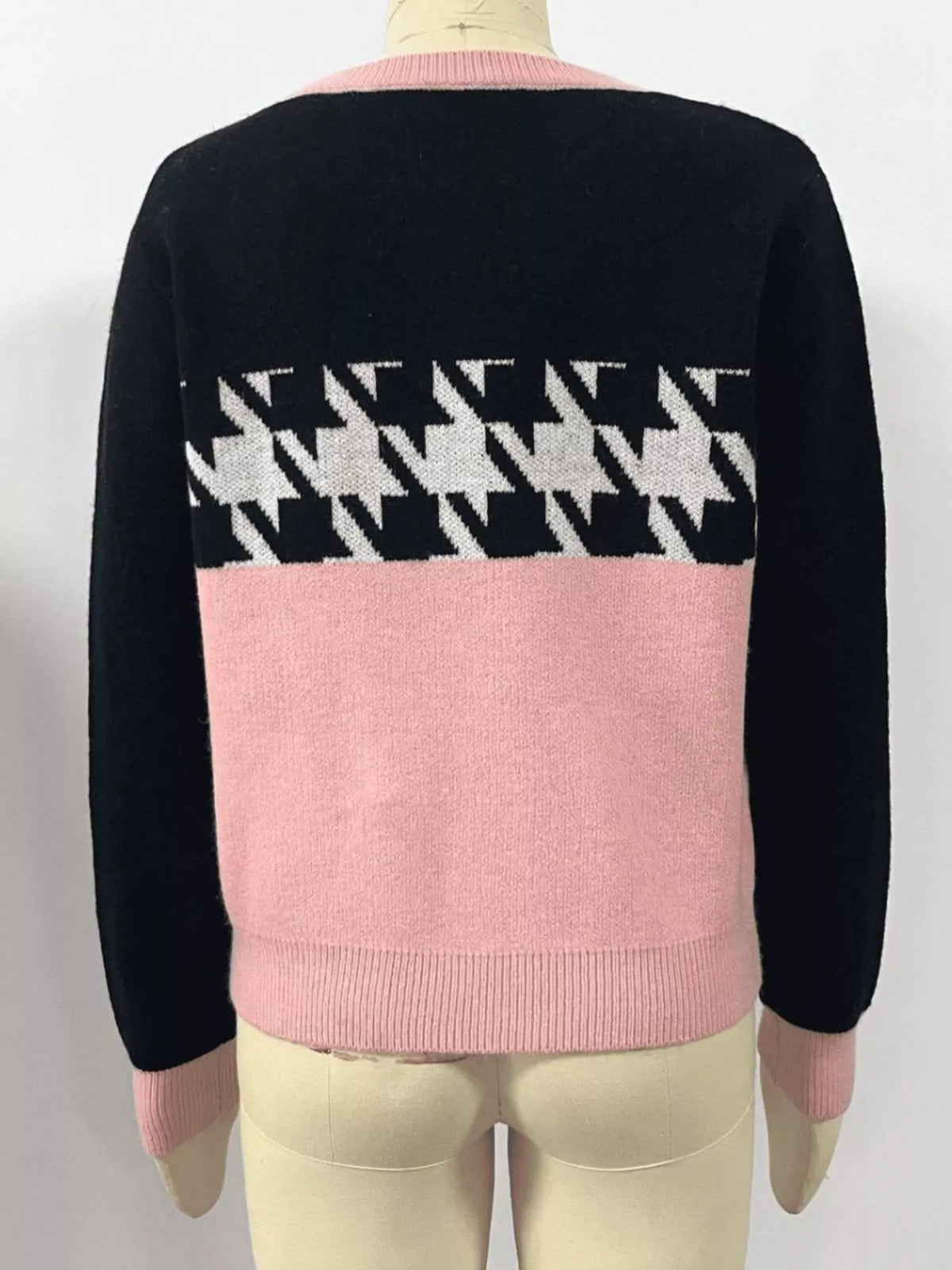 Color Block Houndstooth Sweater