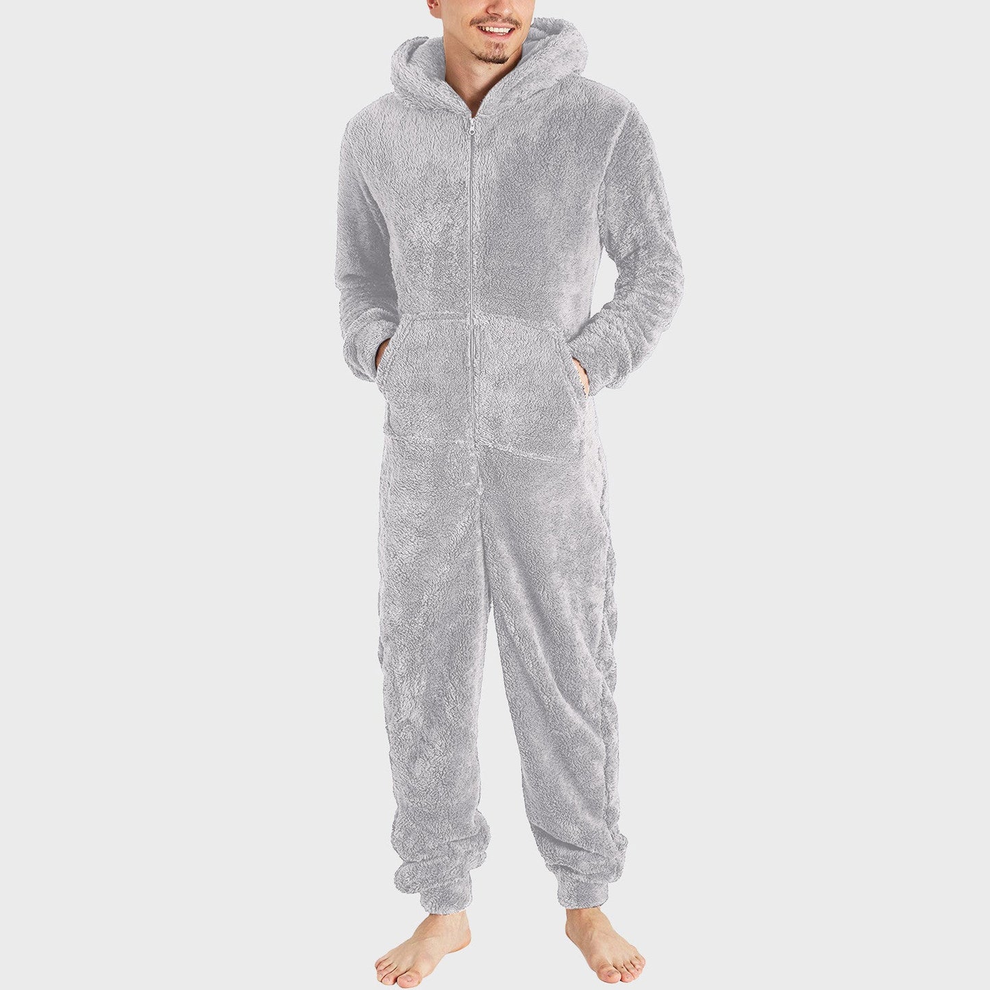 Men's Fashion Zipper Thermal Plush Jumpsuit Pajamas