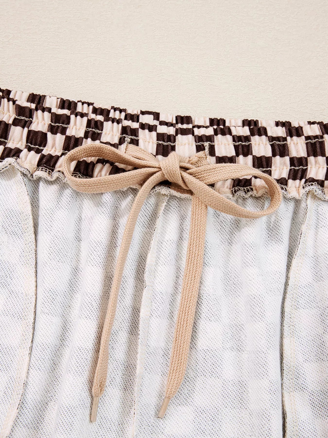 Checkered Drawstring Hoodie and Pants Set