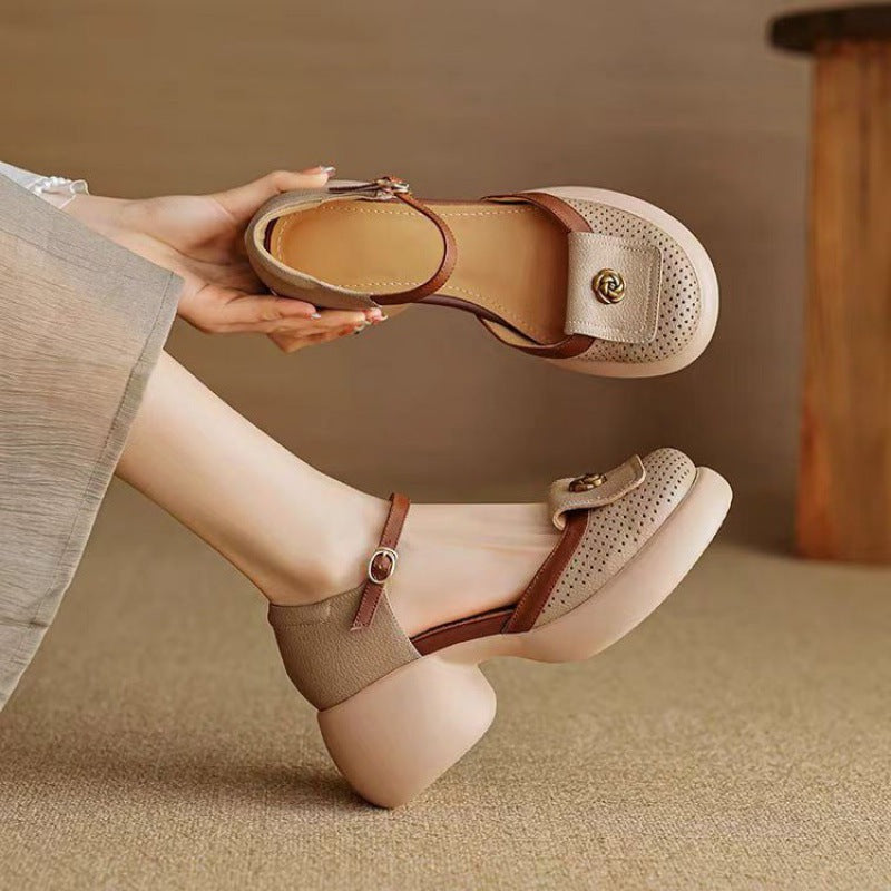 Women's Waterproof Closed-Toe High-Heel Sandals