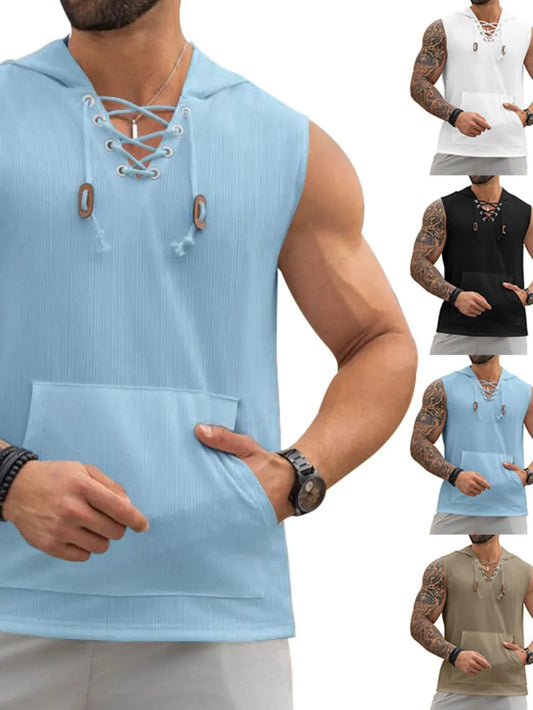 Sudadera con capucha y cordones para hombre