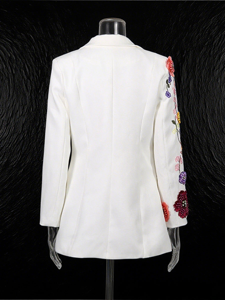 Elegant Three-dimensional Floral Embroidered Blazers