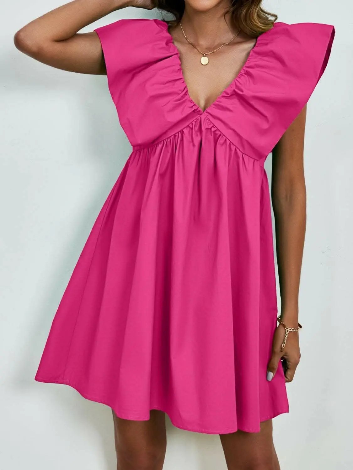 Dresses Trendsi V-neck cap sleeve mini dress