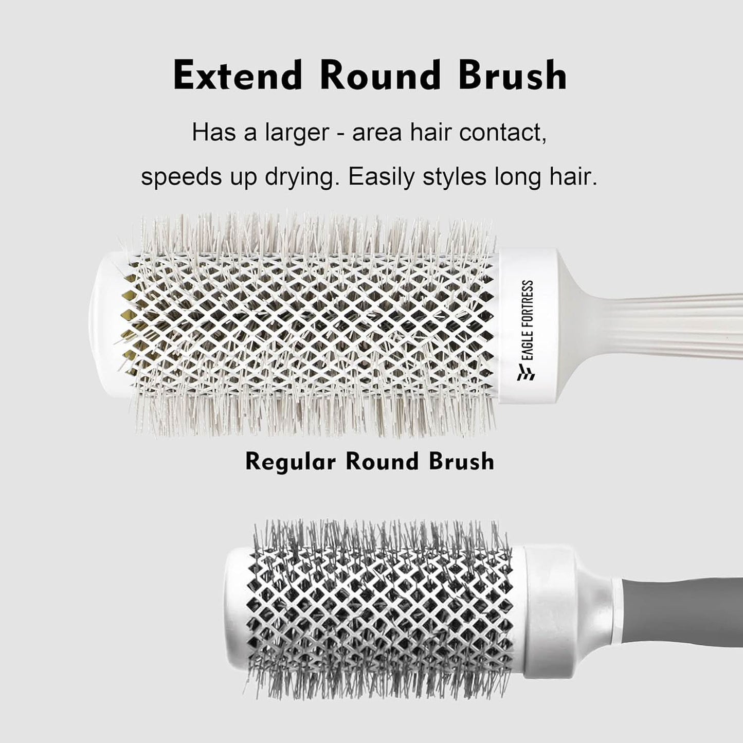 Eagle Fortress XL Ceramic + Ionic Round Hair Brush 0.98in - Grey