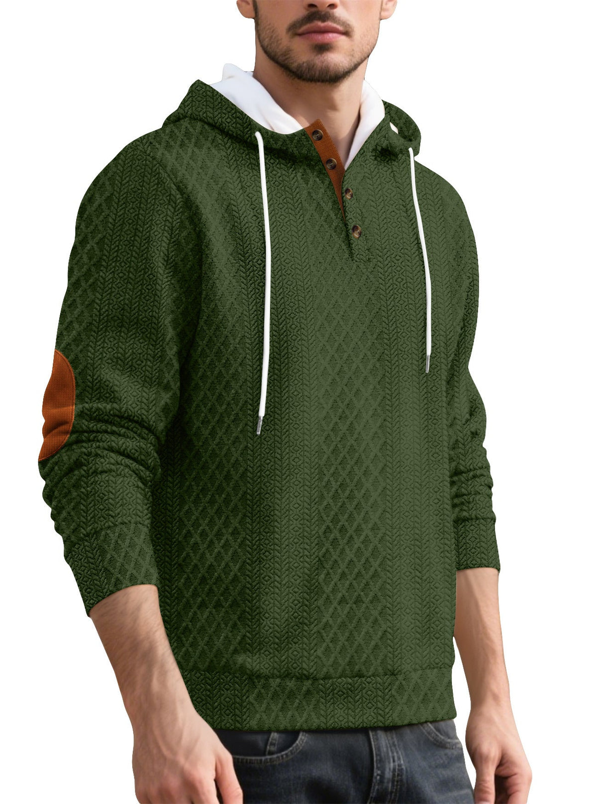 Cross-border European And American Amazon Men's Casual Pullover Jacquard Solid Color Hooded Embroidery Sports Thickened Autumn And Winter Sweats