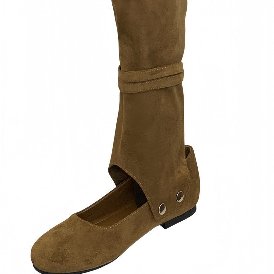 Women's Niche Design Two-way Pants Brushed Hollow-out Mid-calf Boots