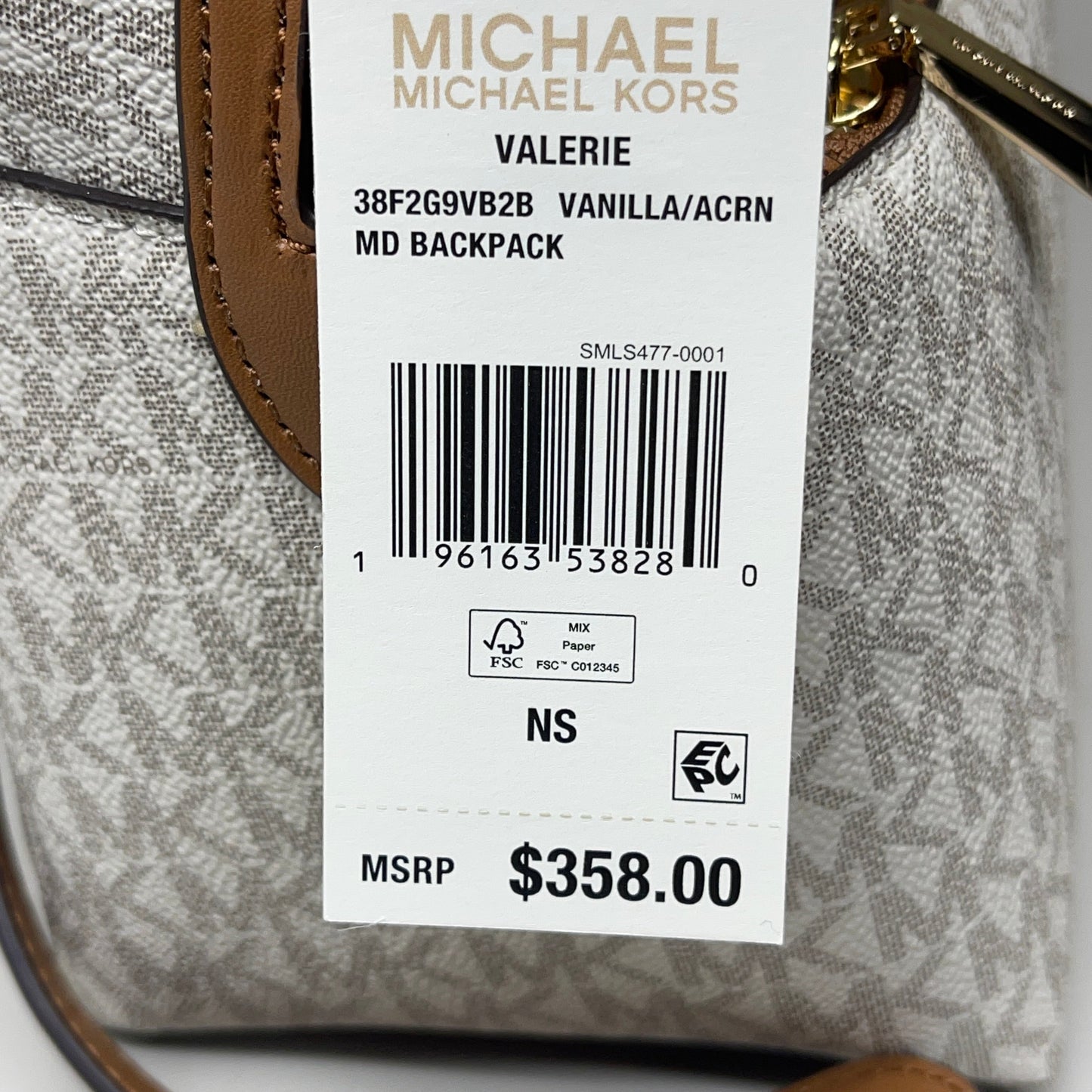 Mochila MICHAEL KORS Valerie Vainilla / Bellota 38F2G9VB2B