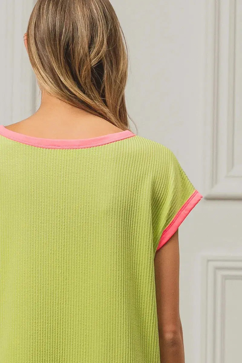 Women's Casual Tee Cord Rib Knit Top - Soft & Comfortable - Casual Tee