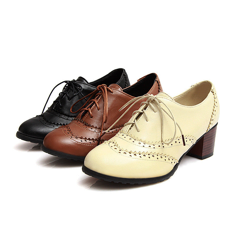 Women's Lace-up Thick Heel Shoes