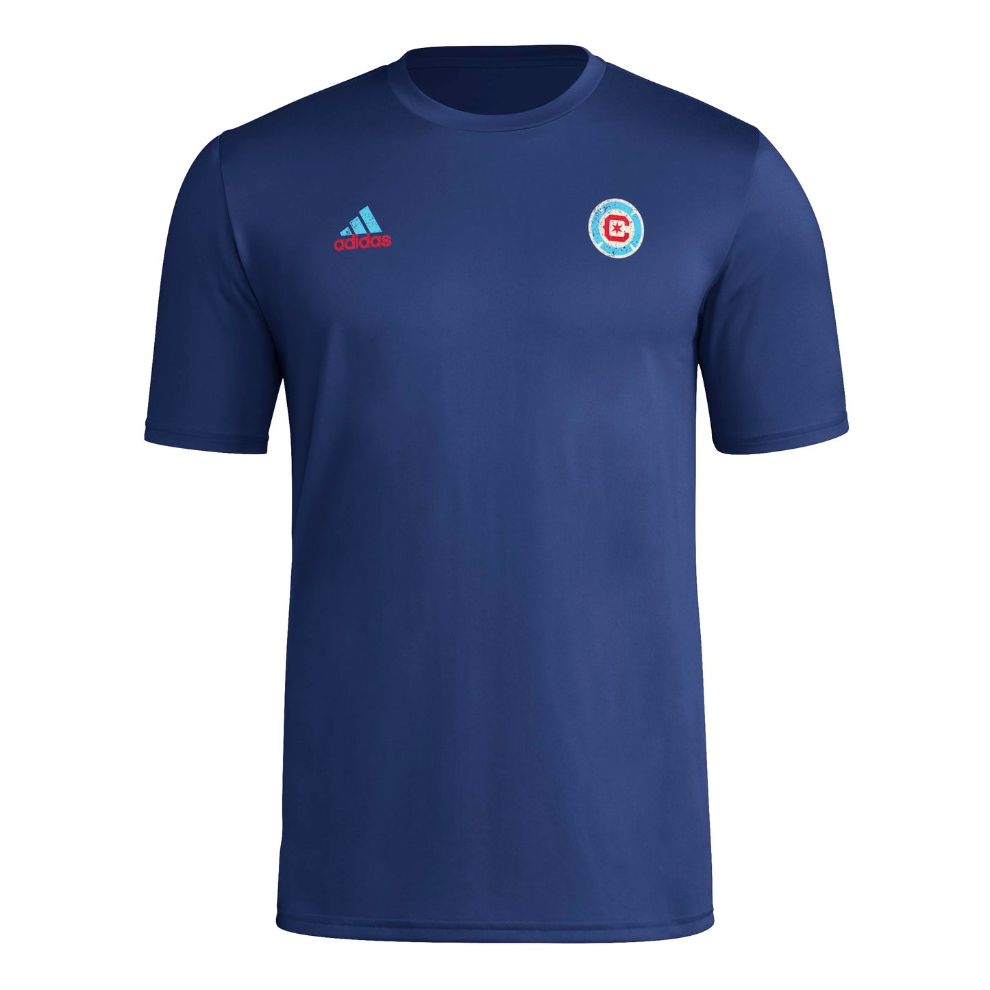 adidas Mens Short Sleeve Pre-Game T-Shirt Team Navy Blue/Chicago Fire Medium