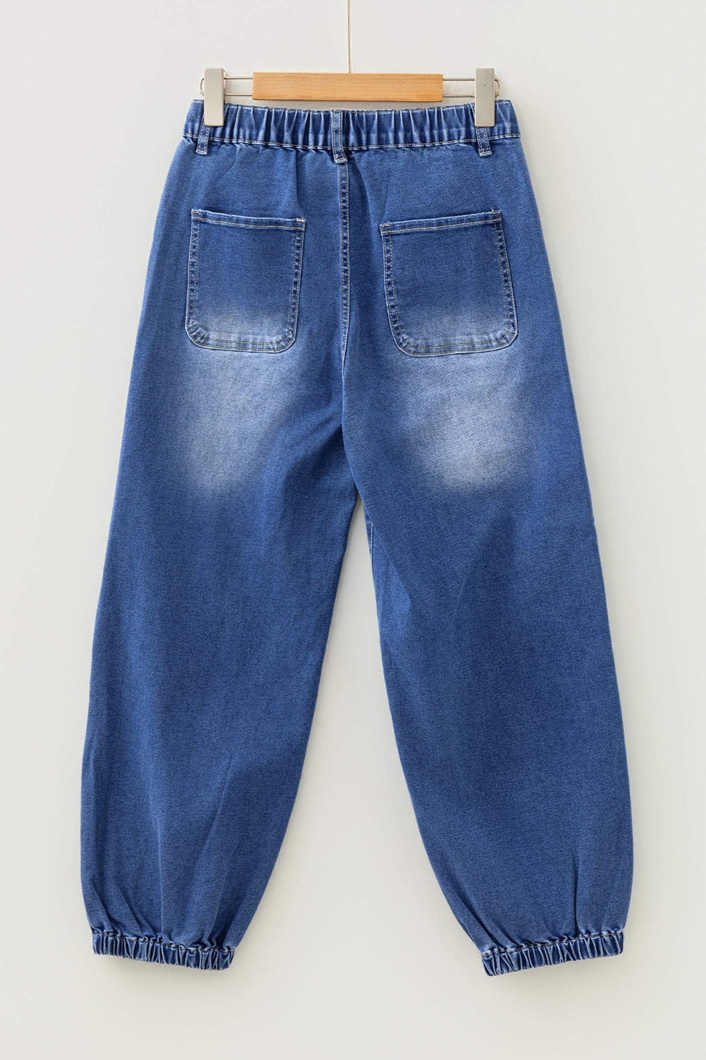 Jeans casuales de corte holgado cónico, azules, de 4 botones frontales