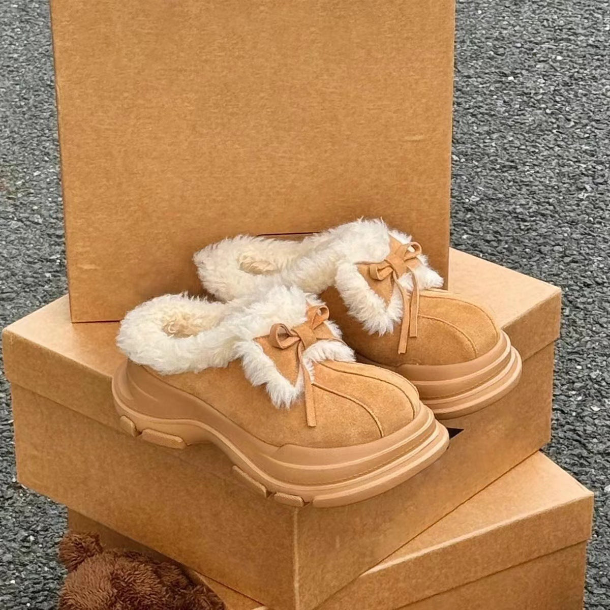 Women's Fur Integrated Platform Snow Boots