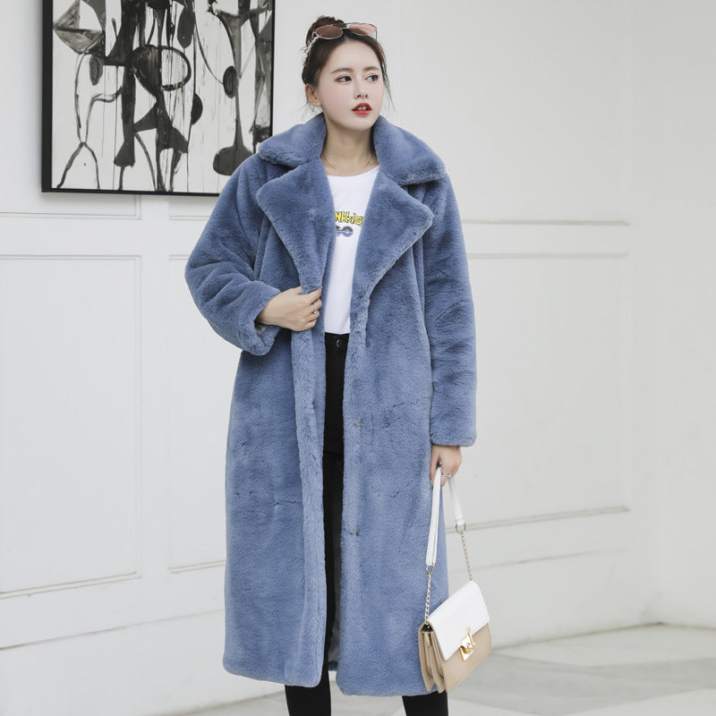 Fashion New High Quality  Velvet Fur Long Coat Women
