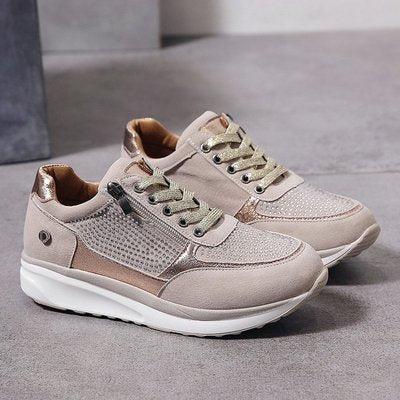 Women's Thick Bottom Rhinestone Sneakers