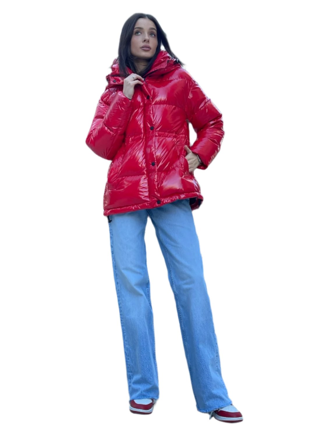 Chaqueta con capucha de plumón prémium Gia Laqué