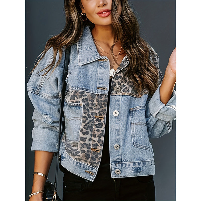 Chaqueta vaquera corta desgastada para mujer
