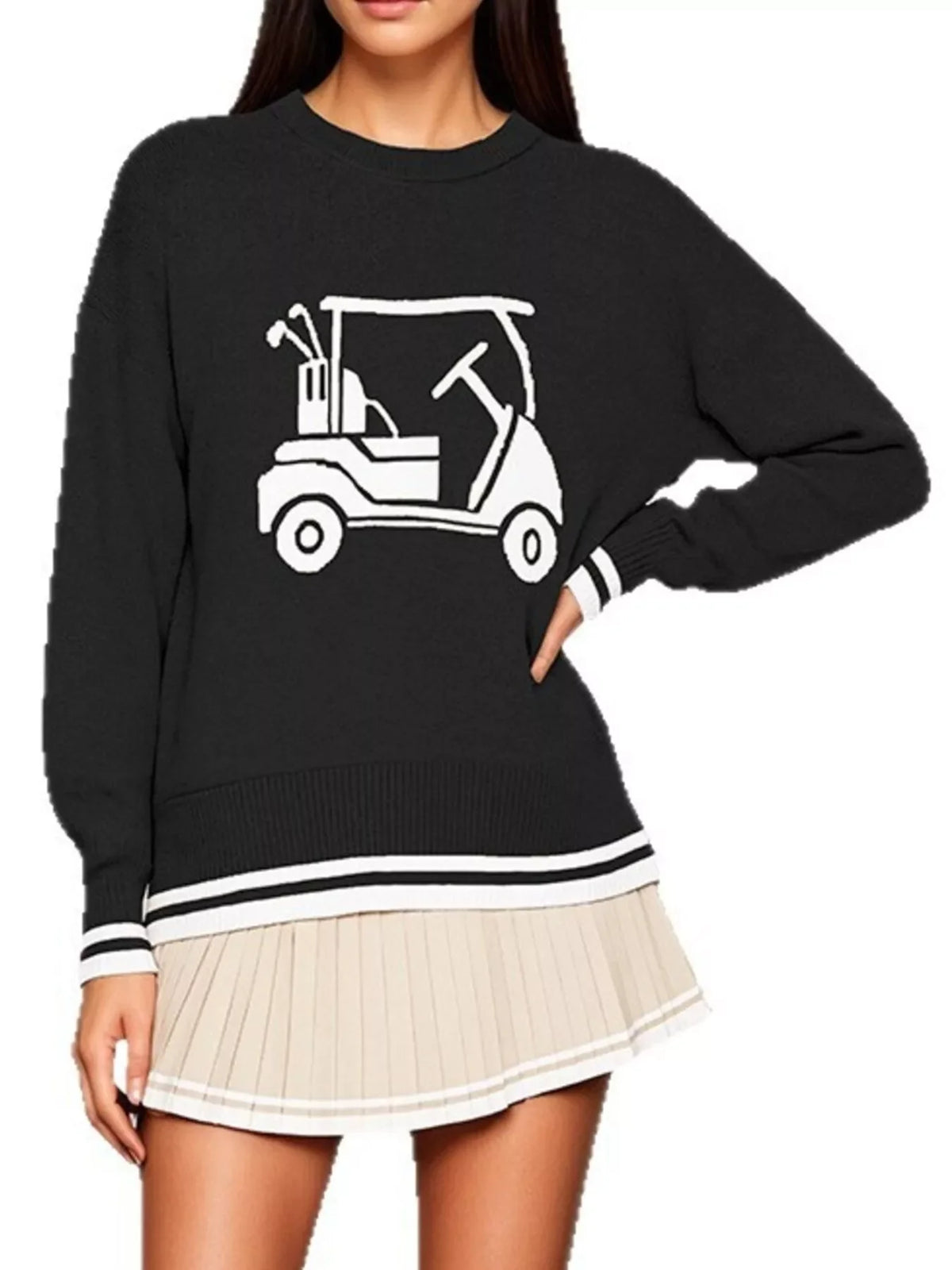 Golf Cart Graphic Dropped Shoulder Sweater