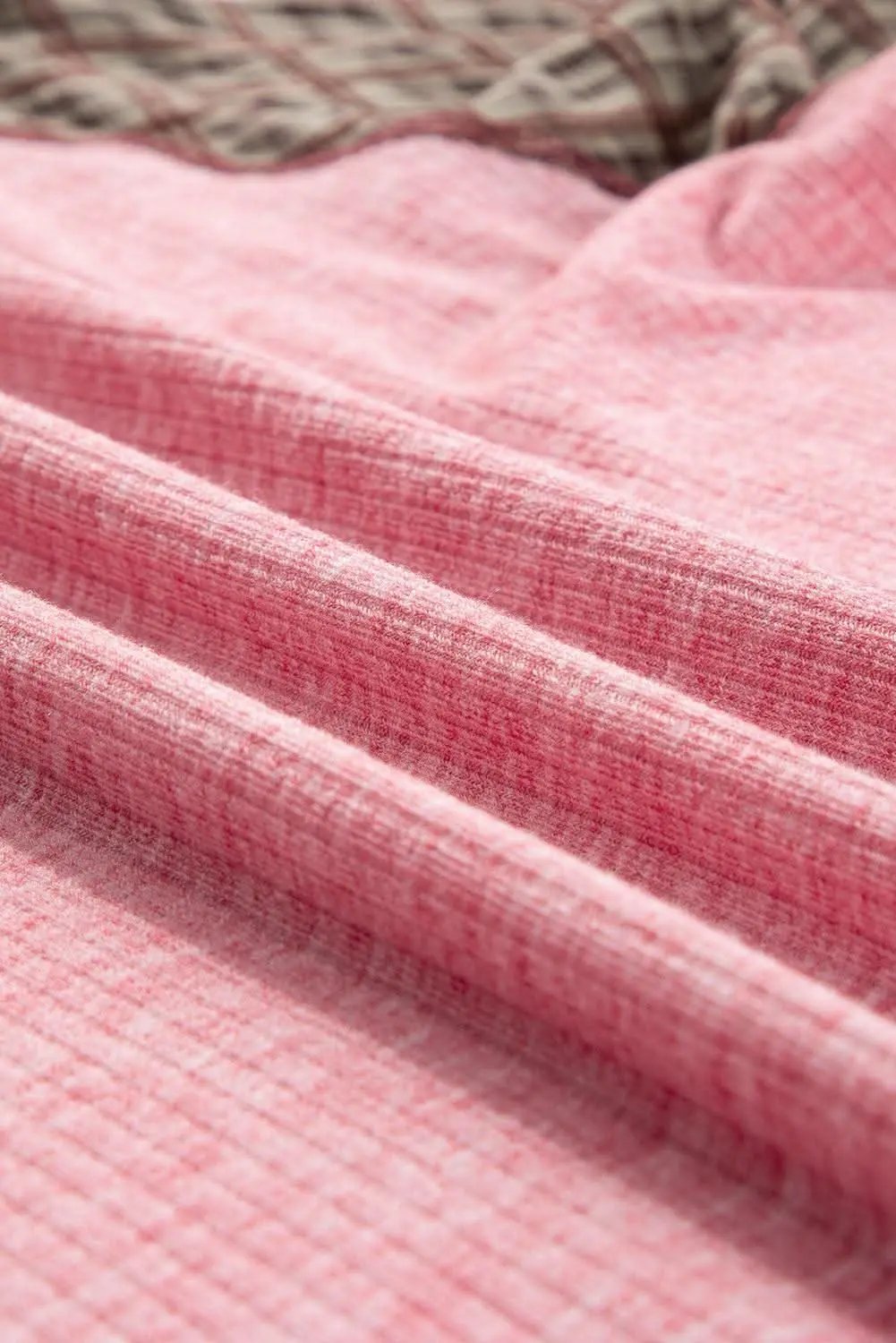 Sweaters Love Salve Fushia Patchwork Top Women's Casual Knit Top: Ribbed & Raglan