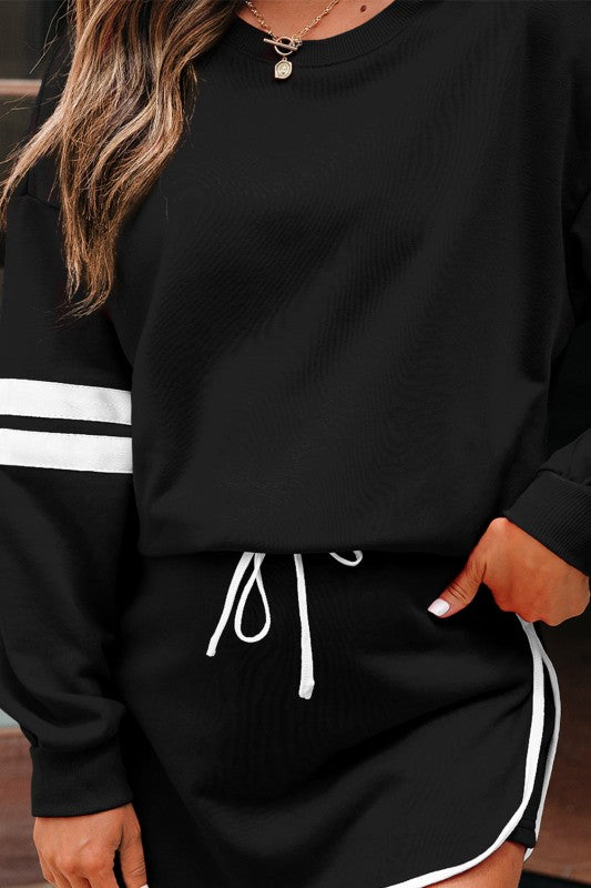 Conjunto de jersey y minifalda Varsity Stripe